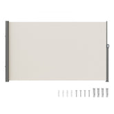 Retractable Side Awning, 63''x 118'' Outdoor Privacy Screen, 180g Polyester Water-proof Retractable Patio Screen, UV 30+ Room Divider Wind Screen for Patio, Backyard, Balcony, Beige